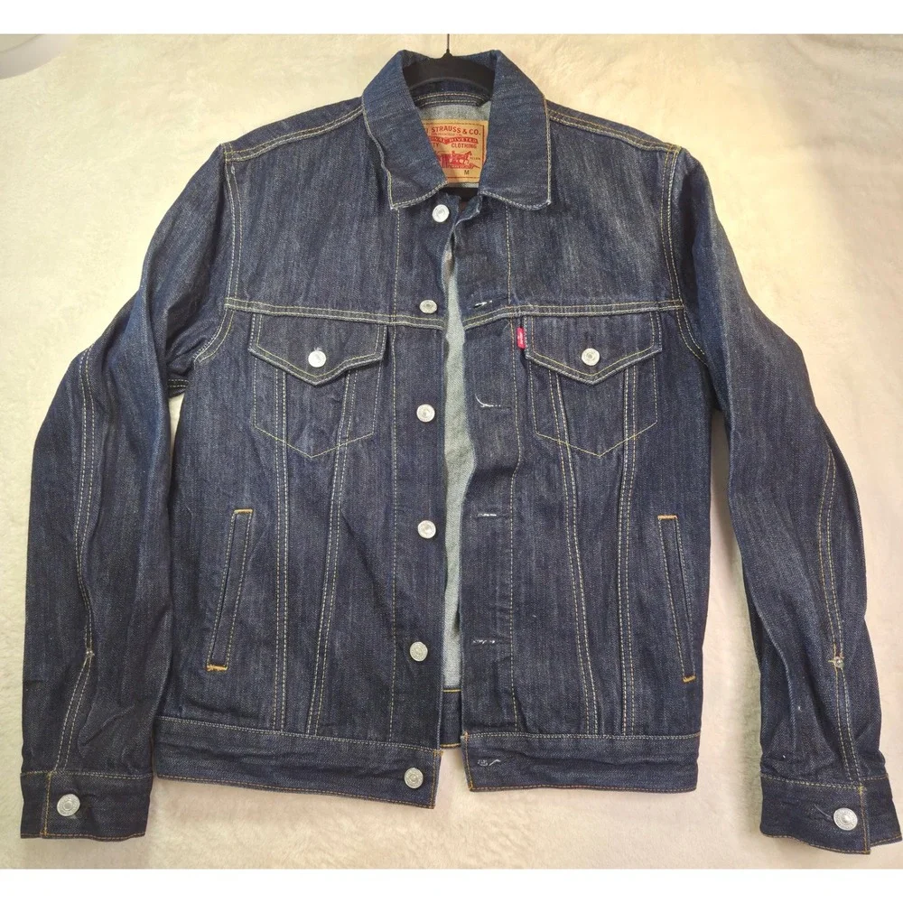 Levi's Trucker Jacket Mens M Blue Excellent 70589 Dark Wash Denim Button Up